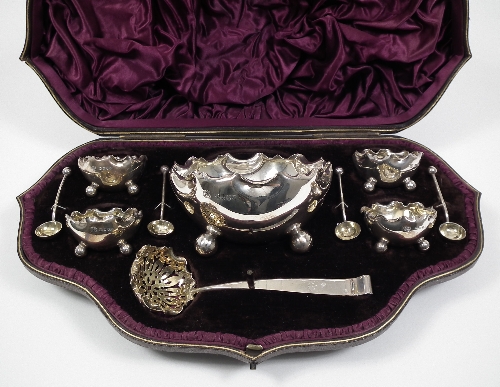 A Victorian silver table service with