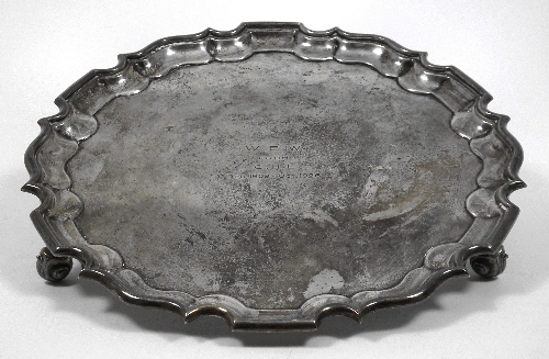 A George V silver circular salver
