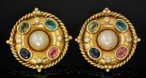 A pair of modern 18ct shield pattern