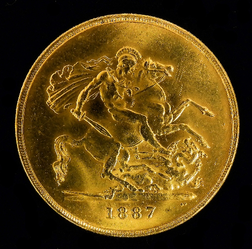 A Victorian 1887 gold Five Pound 15ce8b