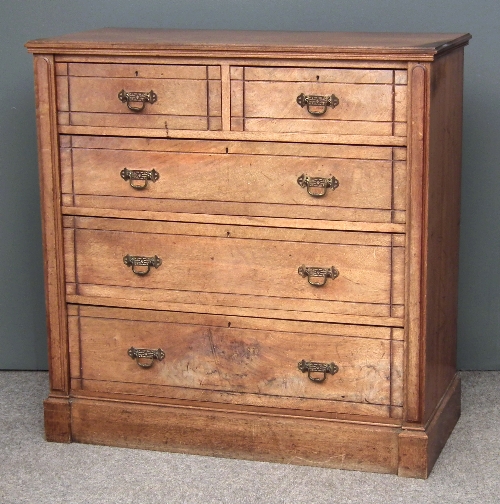 A late Victorian walnut chest of