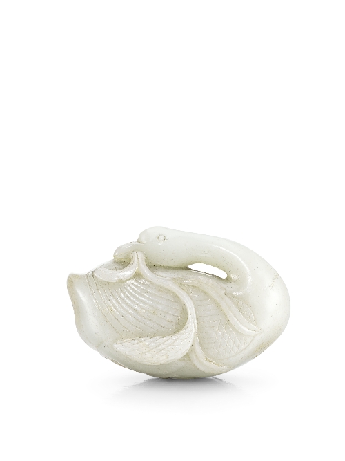 A Chinese celadon jade carving of a