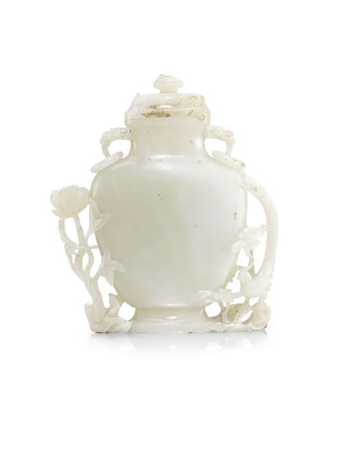 A Chinese white jade baluster vase and