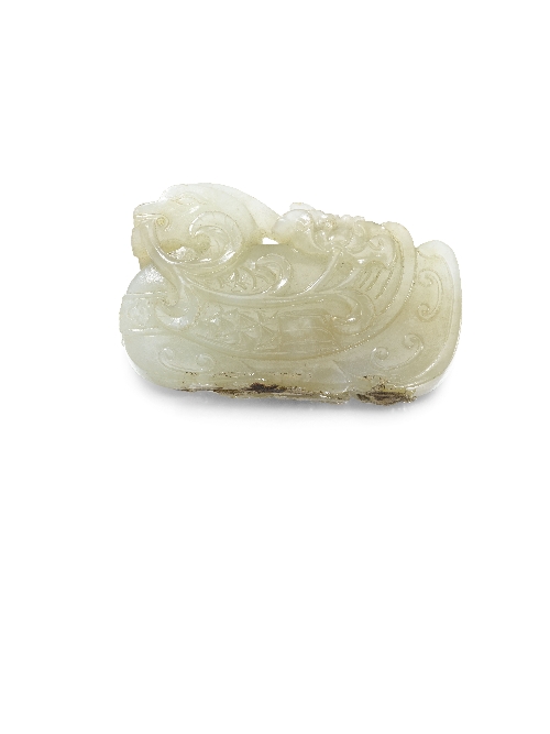 A Chinese celadon jade carving of an