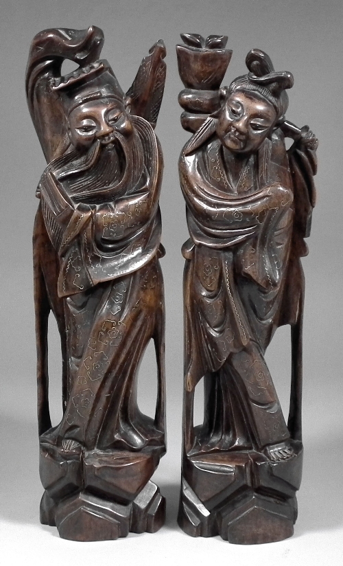 A pair of Chinese hardwood carvings 15d030