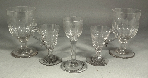 Five 19th Century glass rummers with