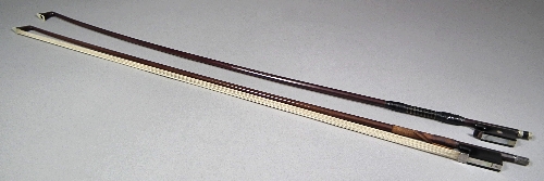 An E.L. Herrmann violin bow with octagonal