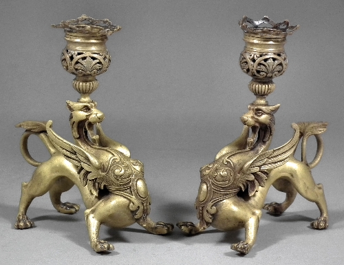 A pair of French gilt brass pillar 15d0be