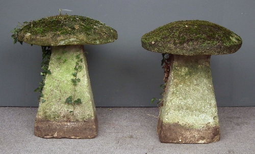 A pair of sandstone staddle stones with