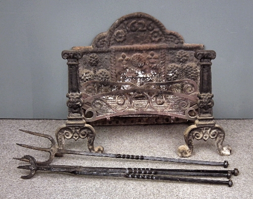 A cast iron fire back of 17th Century