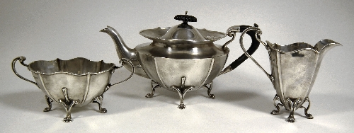 An Edward VII silver three piece tea