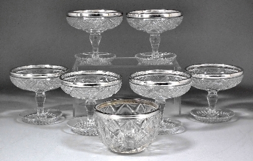 A set of six George V silver mounted 15d0ec