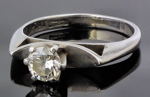 A modern platinum mounted solitaire