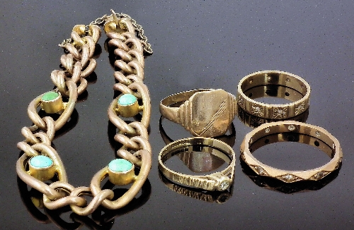A 9ct rose gold hollow link bracelet