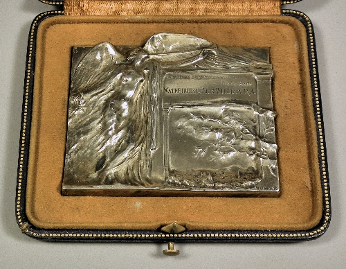 A silver plated rectangular plaque 15d1bd