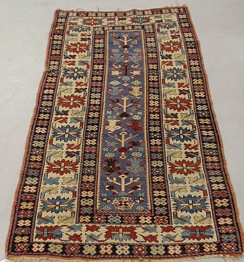 Colorful Caucasian oriental mat with