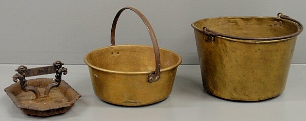 Two brass buckets largest 11"h.