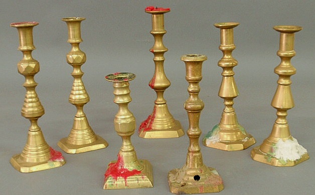 Two pairs of English brass push-up