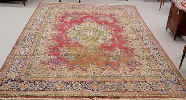 Kerman oriental carpet with floral 15ad11