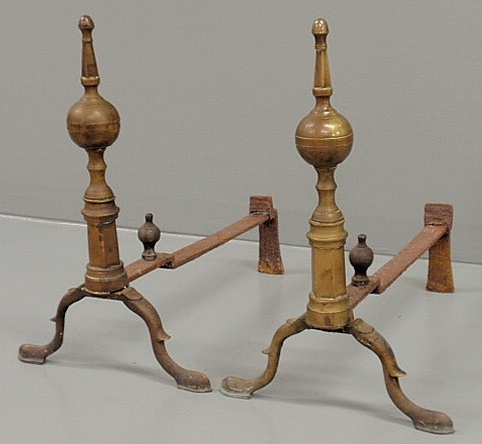 Pair of Chippendale brass andirons 15ad2b