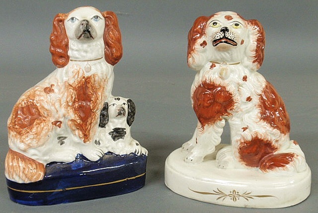 Two 19th c. Staffordshire red spaniels