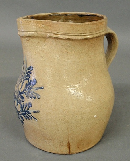 Stoneware pitcher 19th c. with blue