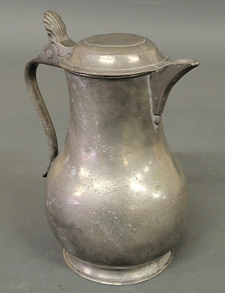 Pewter covered baluster form pitcher