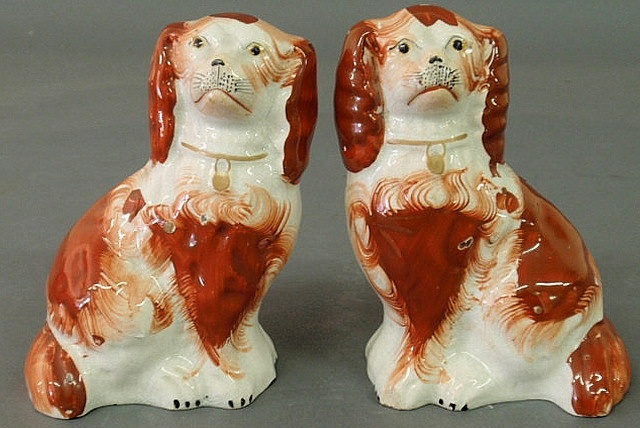 Pair of 19th c. Staffordshire red