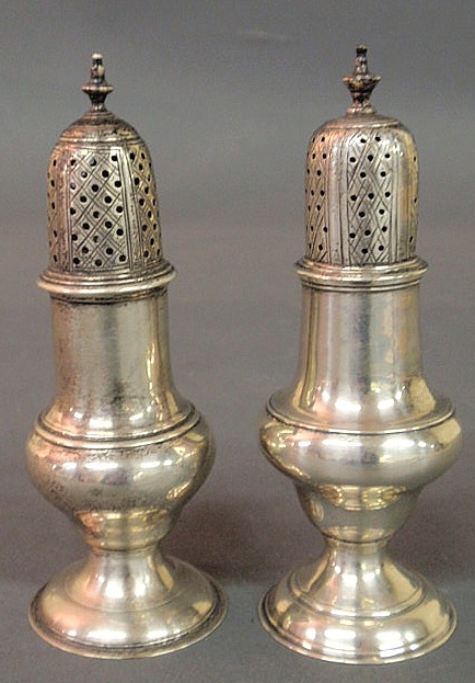 Two London England silver casters