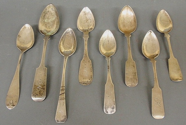 Eight coin silver spoons- Seth