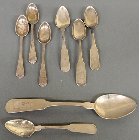 Three coin silver spoons by Newell