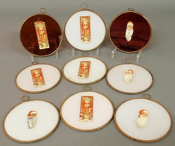 Set of nine round German glass