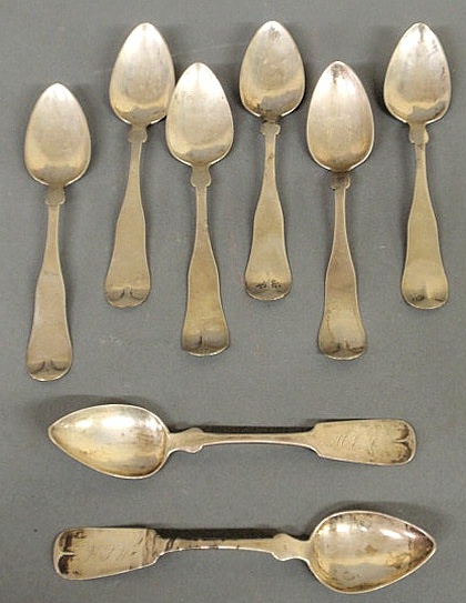 Six coin silver spoons by Lincoln &
