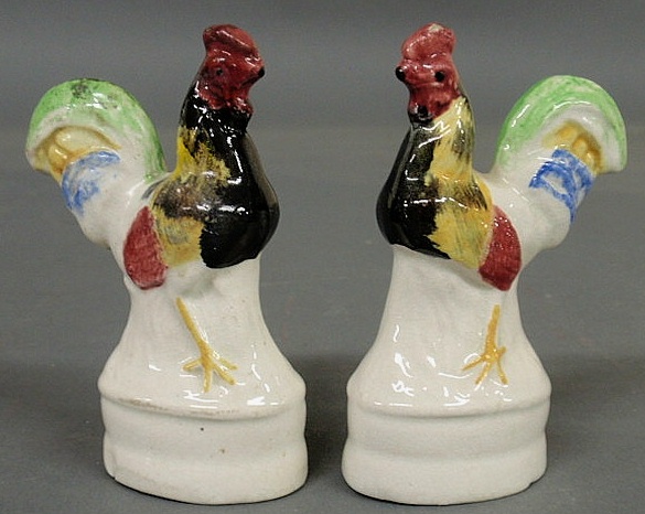 Pair of colorful 19th c. Staffordshire
