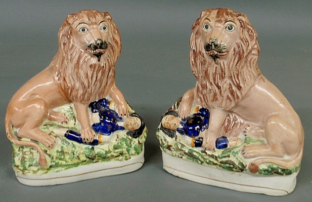 Rare pair of 19th c. Staffordshire