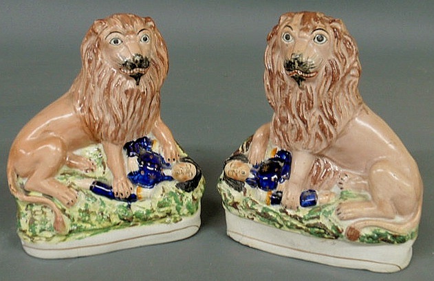 Rare pair of 19th c Staffordshire 15ada6