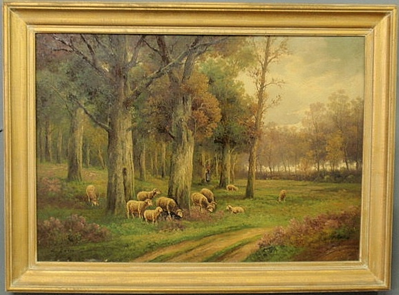 Oil on canvas pastoral landscape