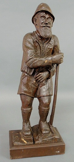 Carved Black Forest woodsman holding