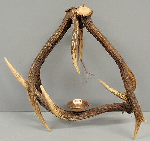 Continental stag horn hanging lamp