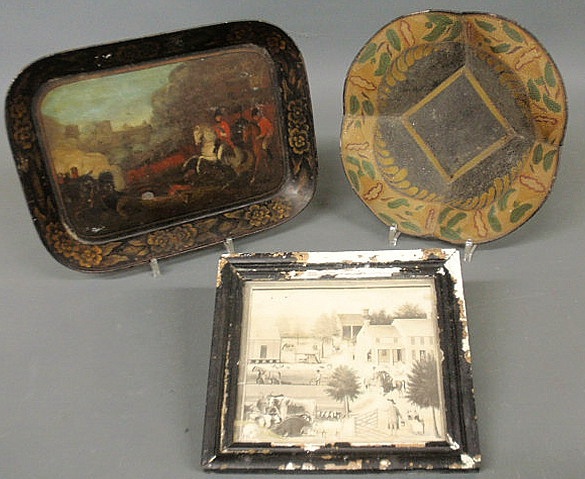 Paint decorated tray with a military