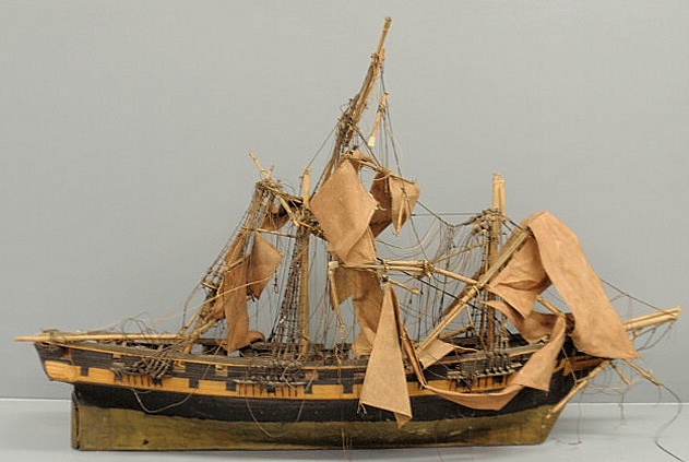 Three masted frigate ship model