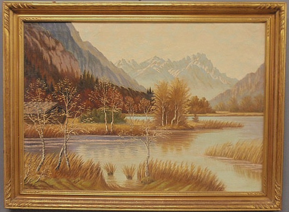 Oil on canvas Alpine fall landscape 15addb