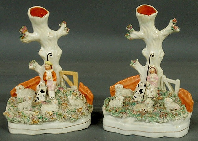 Pair of 19th c Staffordshire spill 15ade9