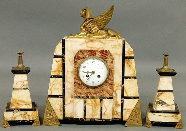 Marble Egyptian mantel clock with 15adf1