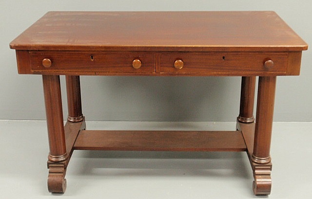 Empire style mahogany desk with column