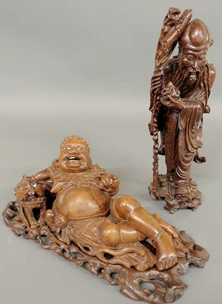 Two Asian carved exotic wood figures 15ae0c