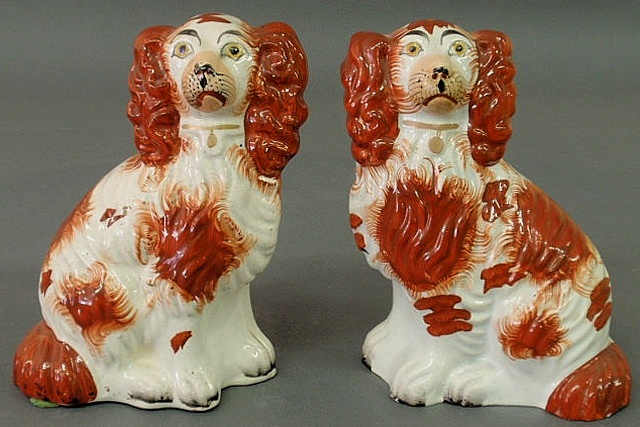 Pair of 19th c. Staffordshire seated