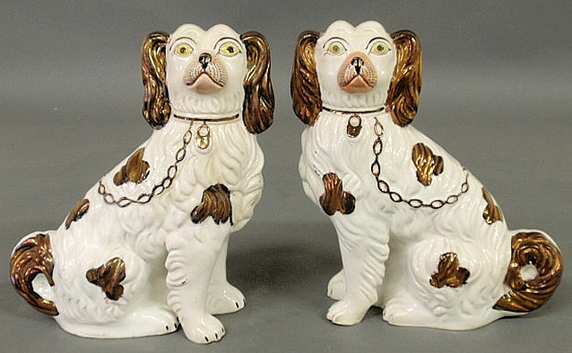 Pair of 19th c. Staffordshire seated