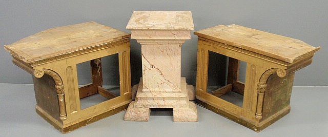Wood pedestal with faux marble 15ae2c