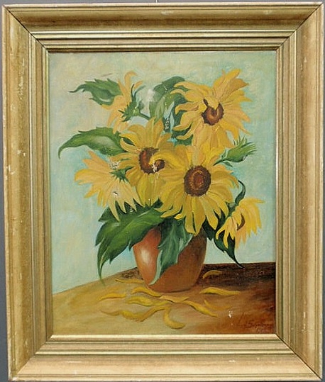 Oil on canvas painting of sunflowers 15ae29